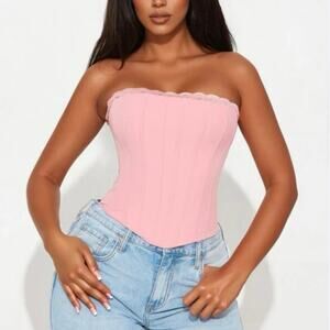 Fashion Nova Kiss Me All Day Corset Top Sz. XS Blush NWT